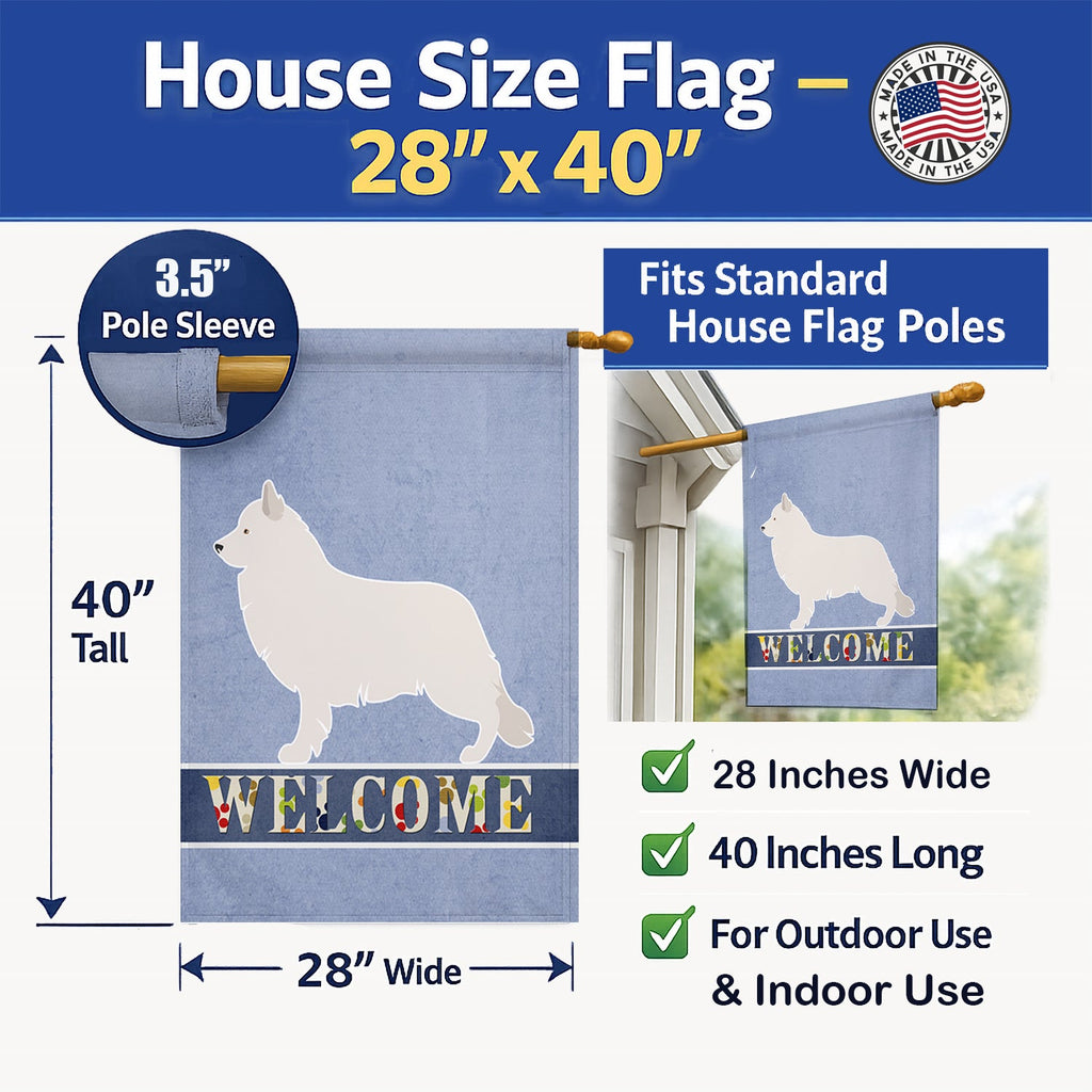 Berger Blanc Suisse Welcome House Flag 28x40 Porch Sleeve Pole Decorative Outside Yard Banner Artwork Wall Hanging, Polyester
