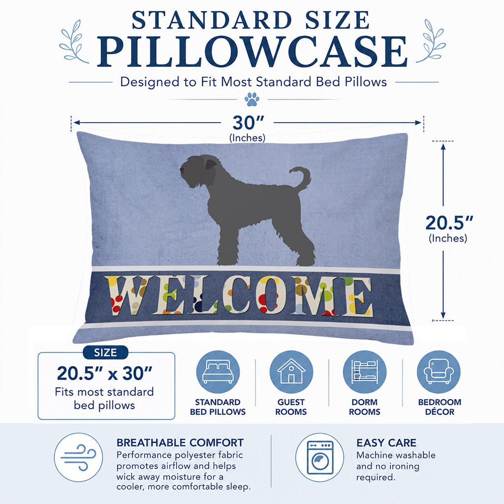 Black Russian Terrier Welcome Standard Pillowcase Lightweight Super Soft Easy Care Decorative Artwork Pillowcase, Standard