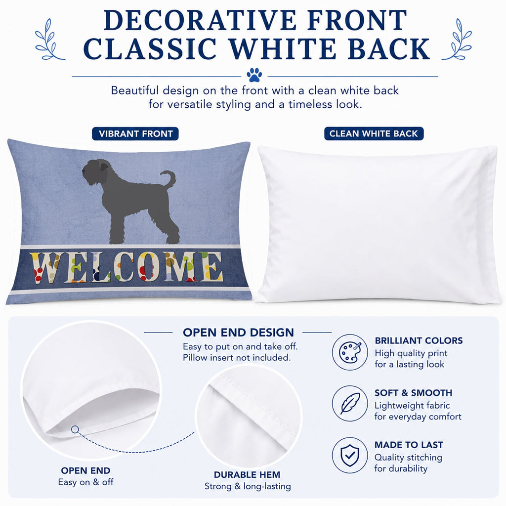 Black Russian Terrier Welcome Standard Pillowcase Lightweight Super Soft Easy Care Decorative Artwork Pillowcase, Standard