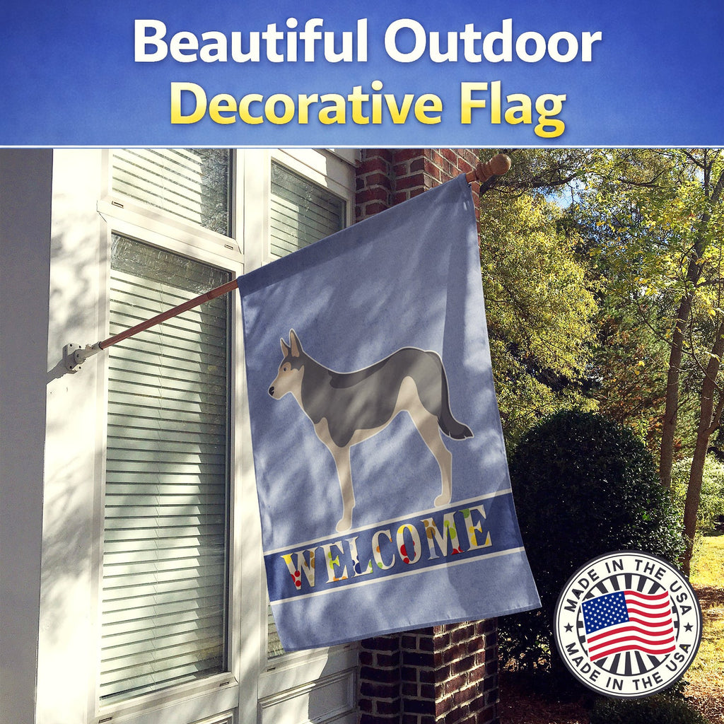 Saarloos Wolfdog Welcome House Flag 28x40 Porch Sleeve Pole Decorative Outside Yard Banner Artwork Wall Hanging, Polyester