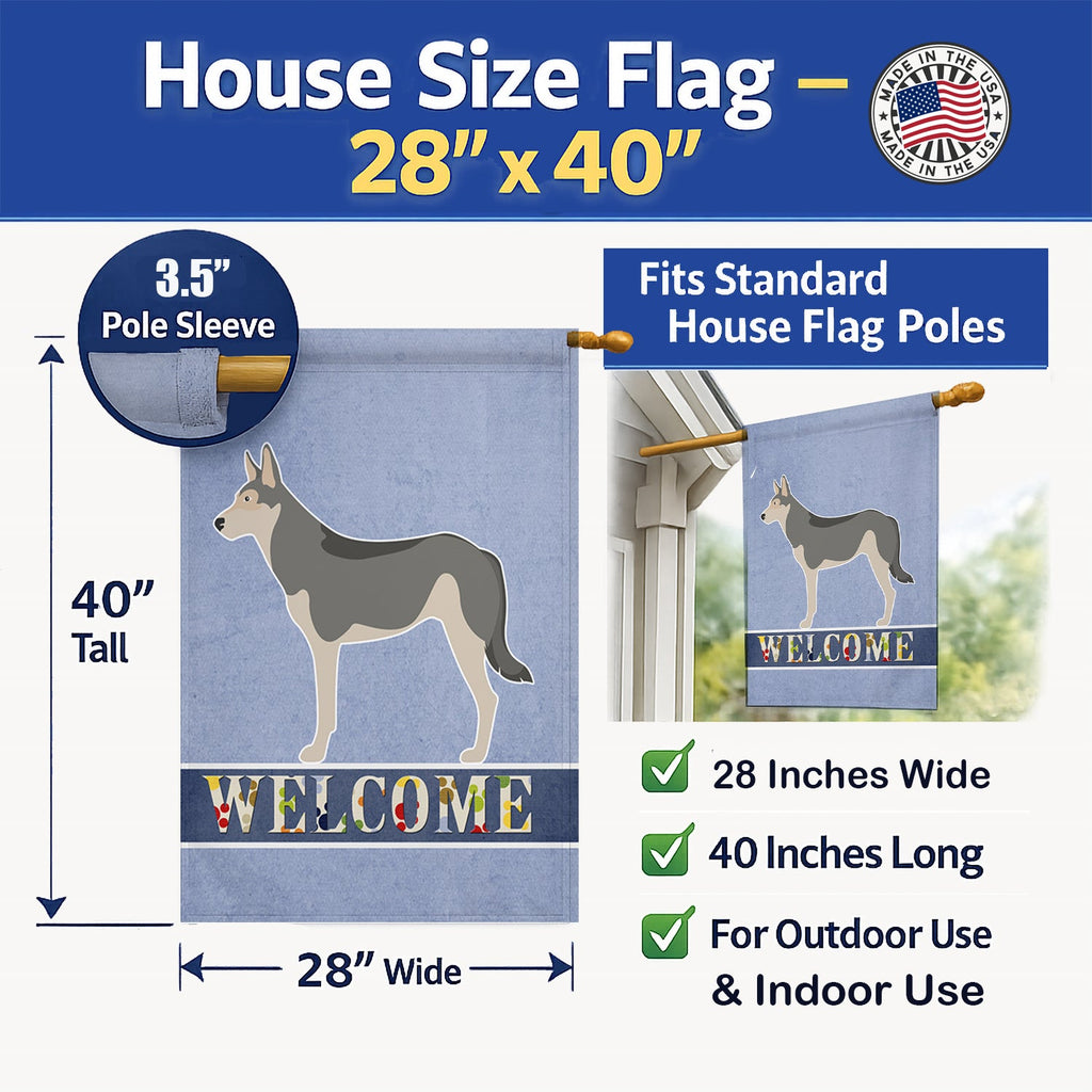 Saarloos Wolfdog Welcome House Flag 28x40 Porch Sleeve Pole Decorative Outside Yard Banner Artwork Wall Hanging, Polyester
