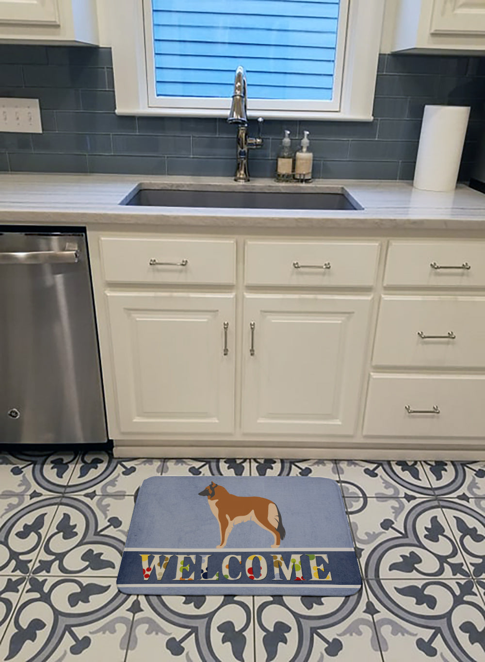 Belgian Tervuren Welcome Memory Foam Kitchen Mat Machine Washable Anti-Fatigue Cushion Comfort Bath or Kitchen Rug