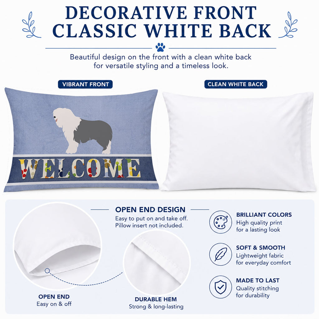 Old English Sheepdog Welcome Standard Pillowcase Lightweight Super Soft Easy Care Decorative Artwork Pillowcase, Standard