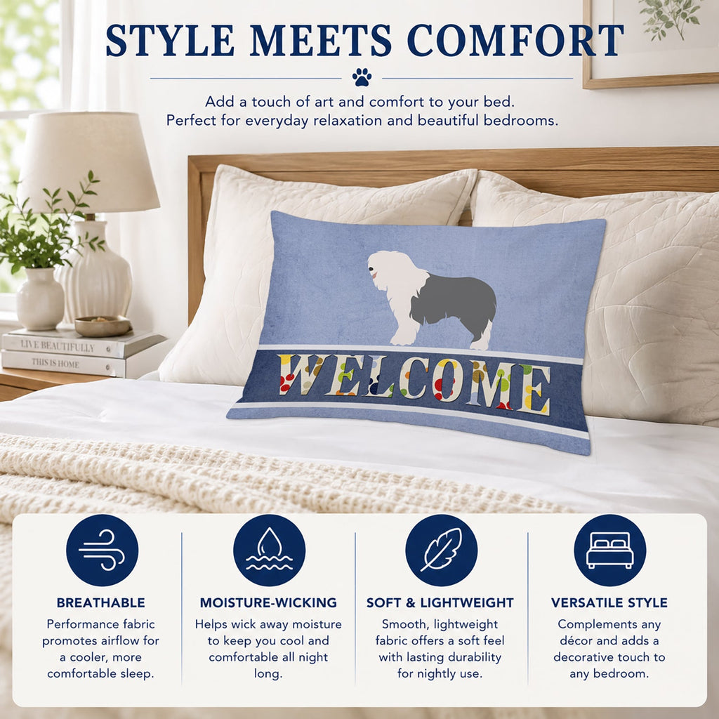 Old English Sheepdog Welcome Standard Pillowcase Lightweight Super Soft Easy Care Decorative Artwork Pillowcase, Standard