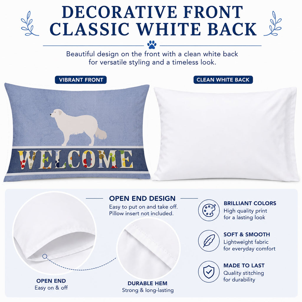 Kuvasz Welcome Standard Pillowcase Lightweight Super Soft Easy Care Decorative Artwork Pillowcase, Standard