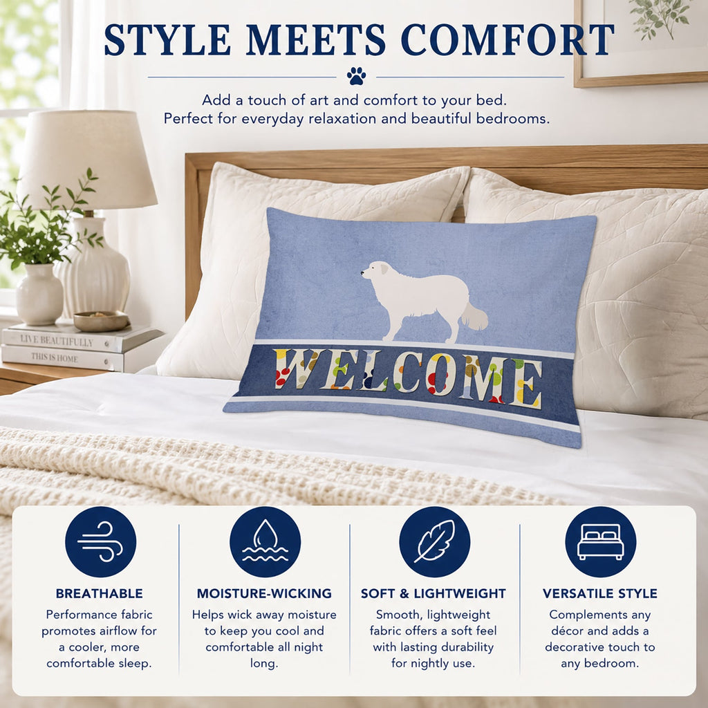 Kuvasz Welcome Standard Pillowcase Lightweight Super Soft Easy Care Decorative Artwork Pillowcase, Standard