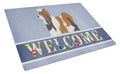 Biewer Terrier Welcome Cutting Board Tempered Glass Kitchen Cutting Surface, Heat Resistant Chopping, Non-Slip Feet, Food Prep & Serving