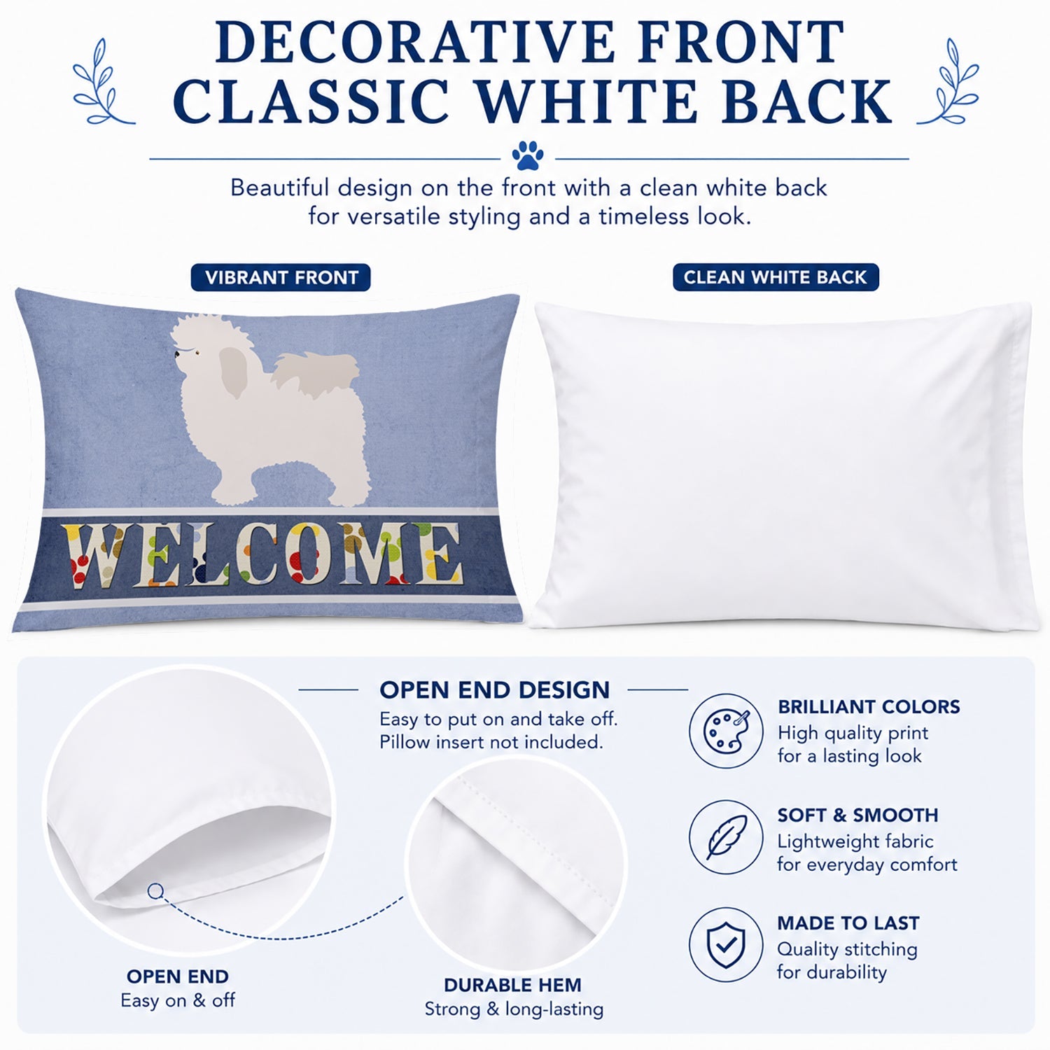 Bolognese Welcome Standard Pillowcase Lightweight Super Soft Easy Care Decorative Artwork Pillowcase, Standard