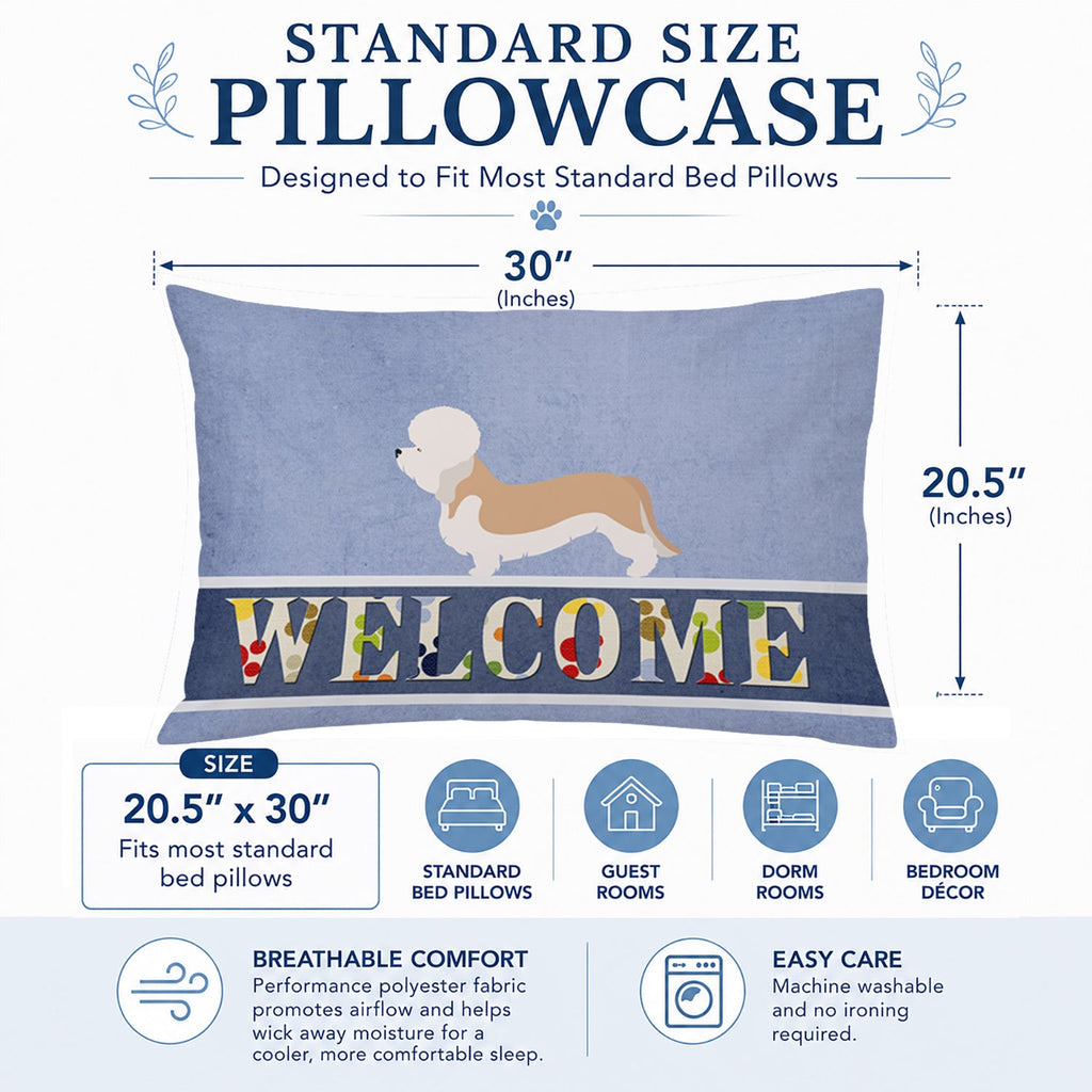 Dandie Dinmont Terrier Welcome Standard Pillowcase Lightweight Super Soft Easy Care Decorative Artwork Pillowcase, Standard