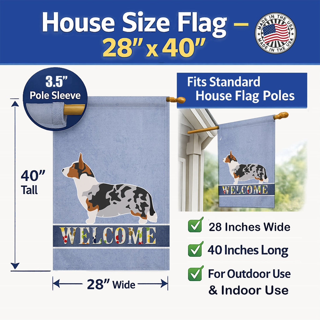 Welsh Corgi Cardigan Welcome House Flag 28x40 Porch Sleeve Pole Decorative Outside Yard Banner Artwork Wall Hanging, Polyester