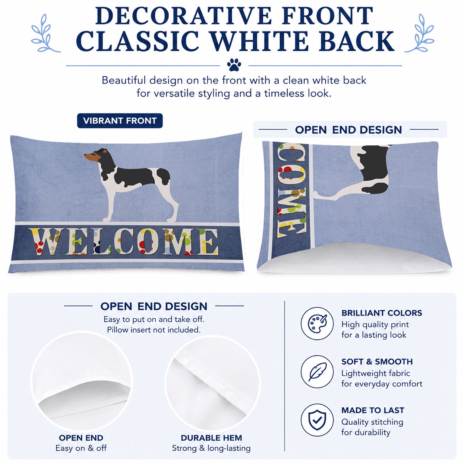 Brazilian Terrier Welcome Standard Pillowcase Lightweight Super Soft Easy Care Decorative Artwork Pillowcase, Standard