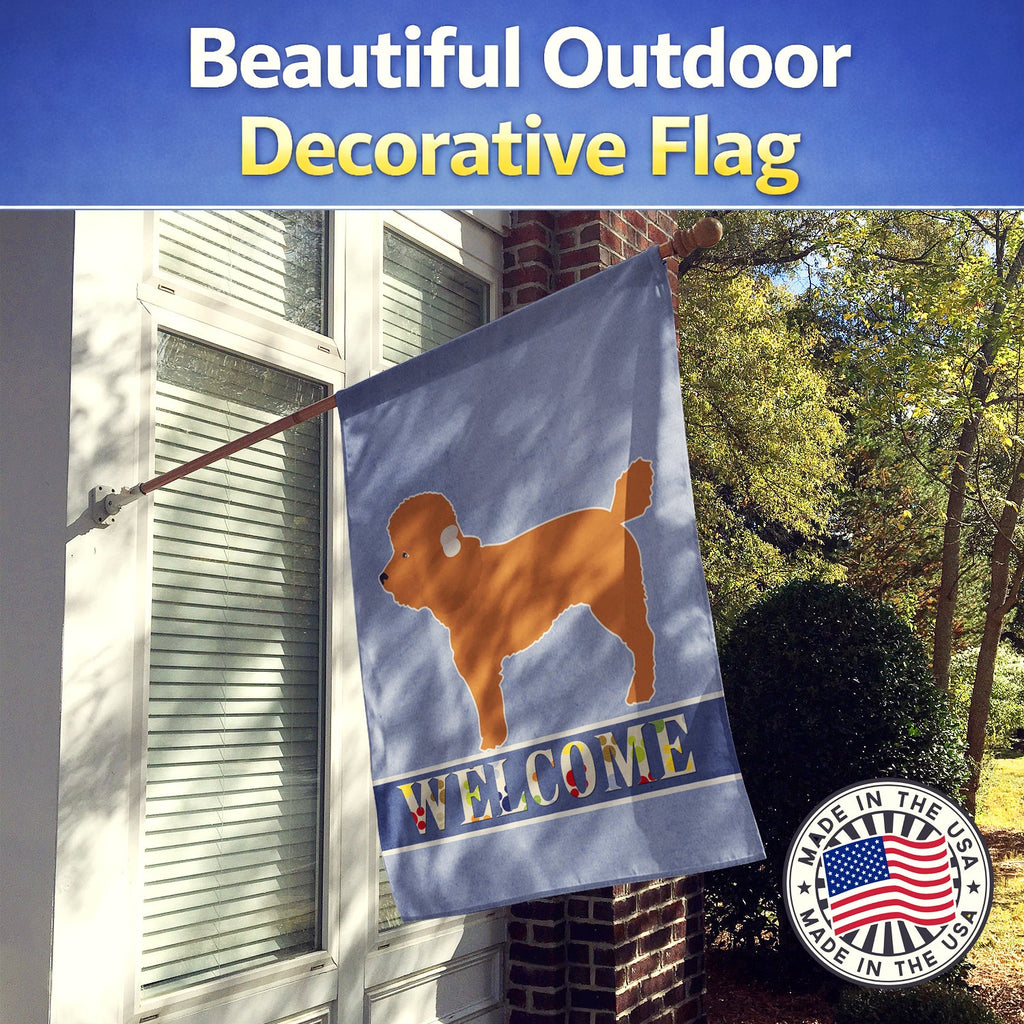 Toy Poodle Welcome House Flag 28x40 Porch Sleeve Pole Decorative Outside Yard Banner Artwork Wall Hanging, Polyester