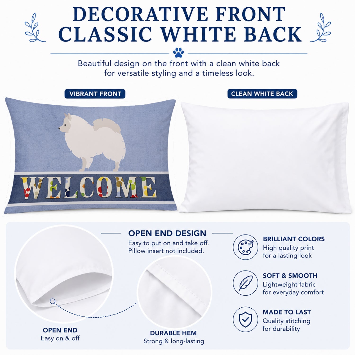 German Spitz Welcome Standard Pillowcase Lightweight Super Soft Easy Care Decorative Artwork Pillowcase, Standard