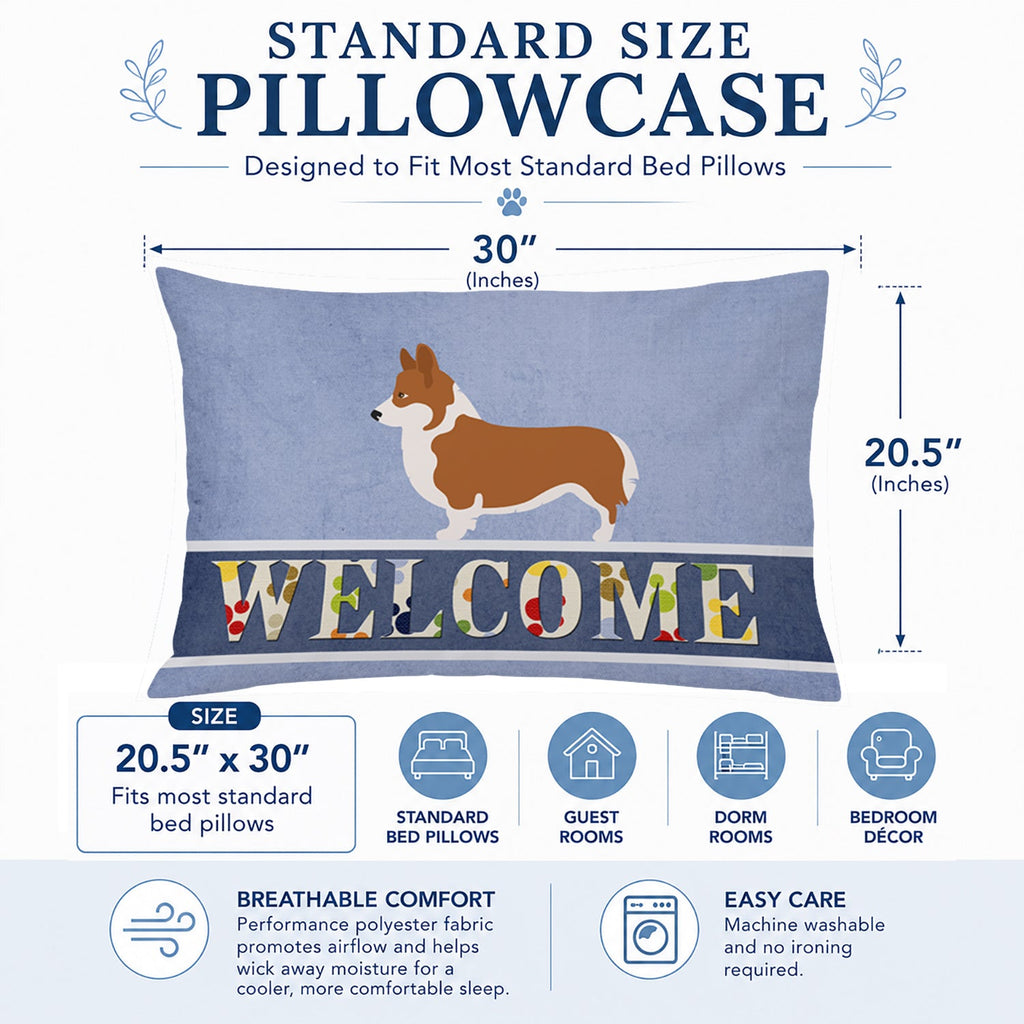 Pembroke Welsh Corgi Welcome Standard Pillowcase Lightweight Super Soft Easy Care Decorative Artwork Pillowcase, Standard