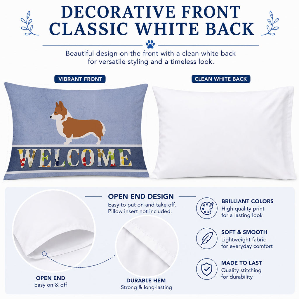 Pembroke Welsh Corgi Welcome Standard Pillowcase Lightweight Super Soft Easy Care Decorative Artwork Pillowcase, Standard