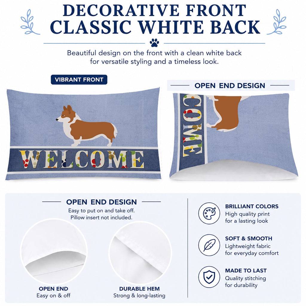 Pembroke Welsh Corgi Welcome Standard Pillowcase Lightweight Super Soft Easy Care Decorative Artwork Pillowcase, Standard