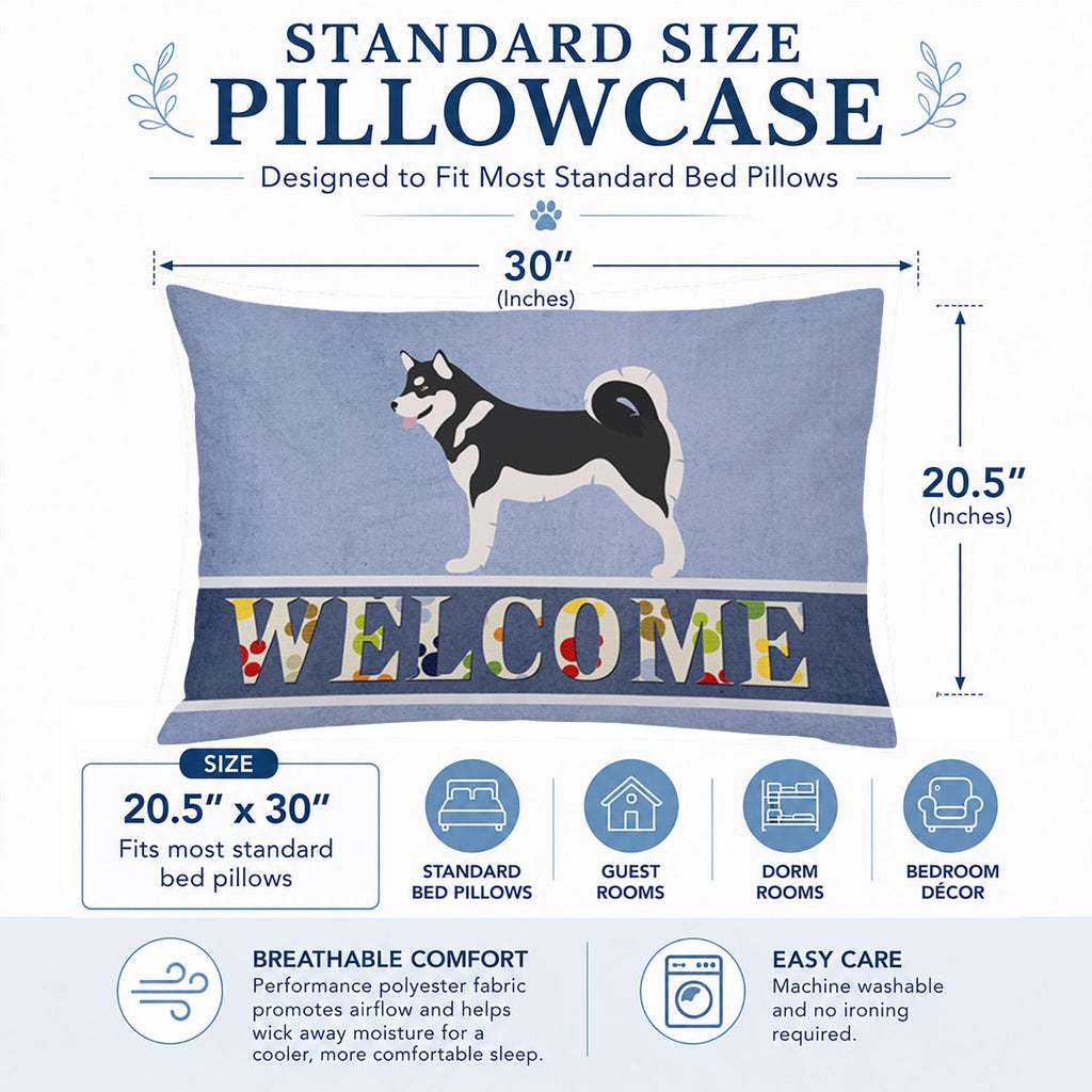 Alaskan Malamute Welcome Standard Pillowcase Lightweight Super Soft Easy Care Decorative Artwork Pillowcase, Standard