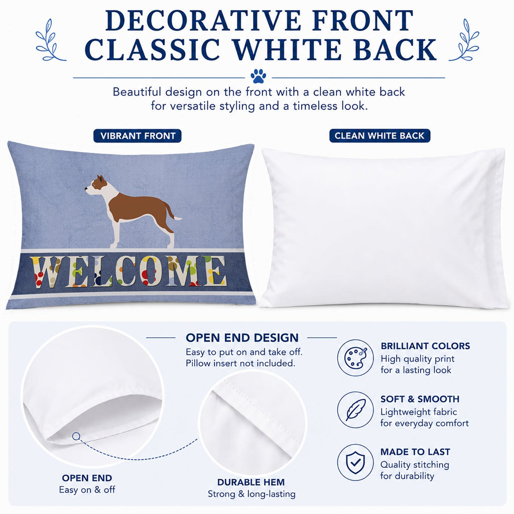 Pit Bull Terrier Welcome Standard Pillowcase Lightweight Super Soft Easy Care Decorative Artwork Pillowcase, Standard