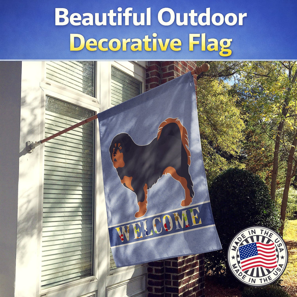 Tibetan Mastiff Welcome House Flag 28x40 Porch Sleeve Pole Decorative Outside Yard Banner Artwork Wall Hanging, Polyester