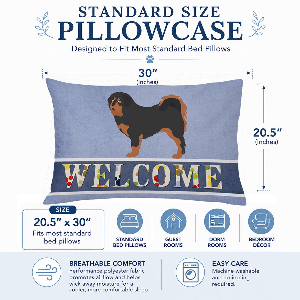 Tibetan Mastiff Welcome Standard Pillowcase Lightweight Super Soft Easy Care Decorative Artwork Pillowcase, Standard