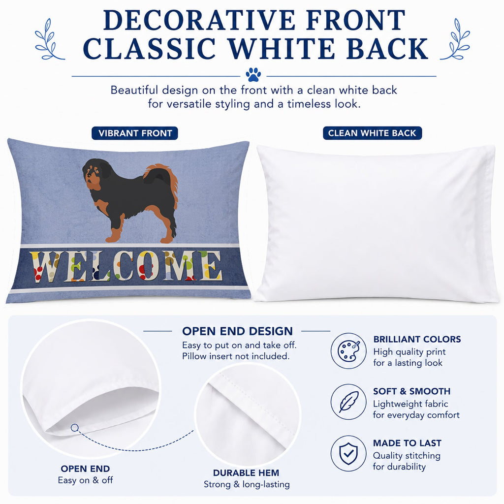 Tibetan Mastiff Welcome Standard Pillowcase Lightweight Super Soft Easy Care Decorative Artwork Pillowcase, Standard