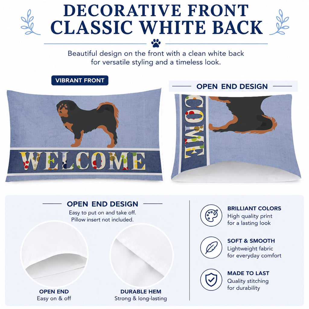 Tibetan Mastiff Welcome Standard Pillowcase Lightweight Super Soft Easy Care Decorative Artwork Pillowcase, Standard
