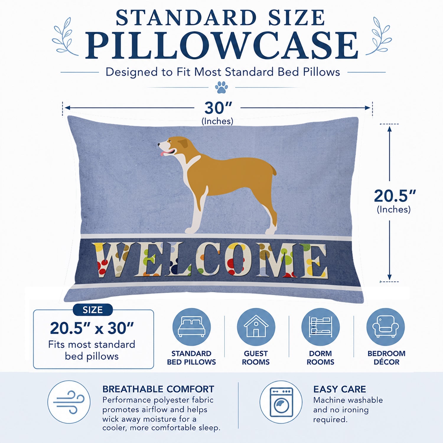 Belgium Mastiff Welcome Standard Pillowcase Lightweight Super Soft Easy Care Decorative Artwork Pillowcase, Standard