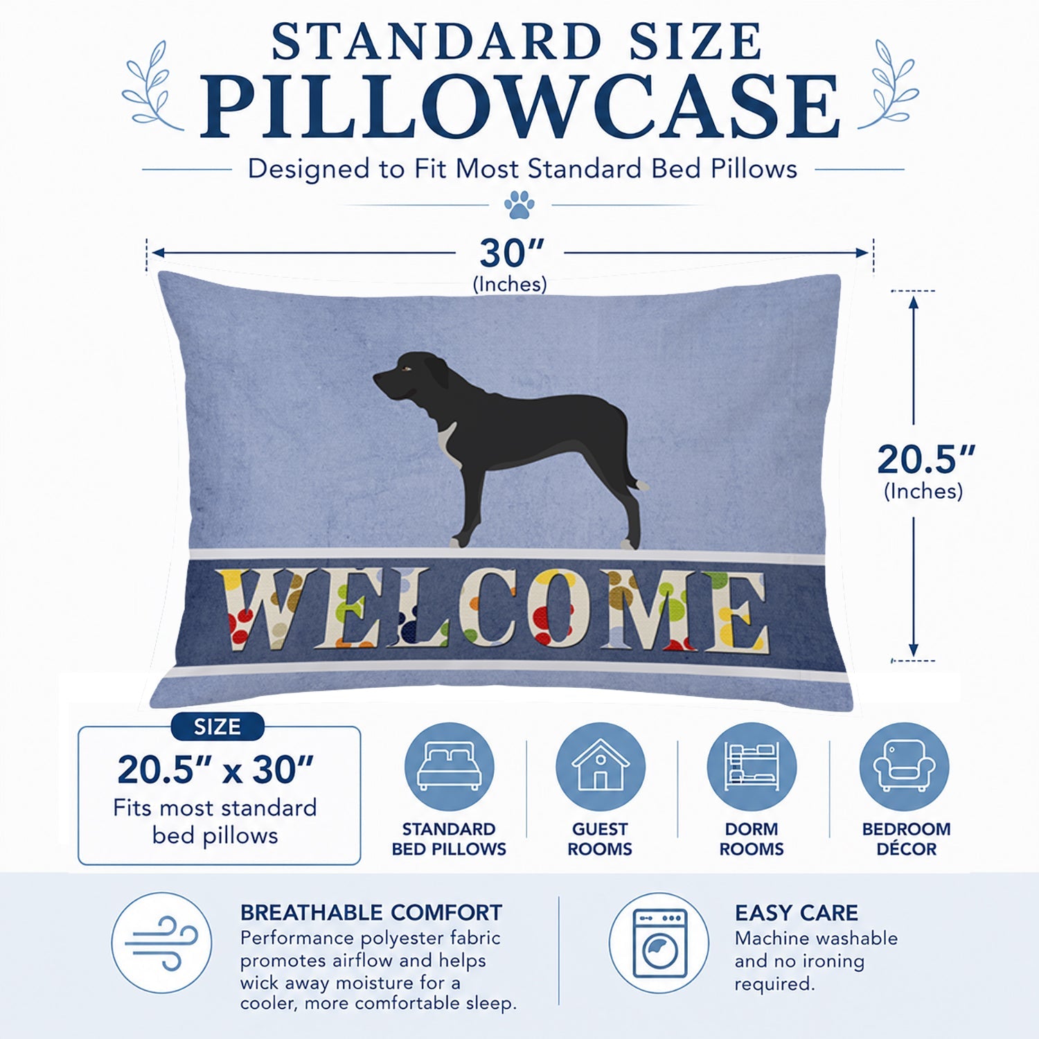 Broholmer Danish Mastiff Standard Pillowcase Lightweight Super Soft Easy Care Decorative Artwork Pillowcase, Standard