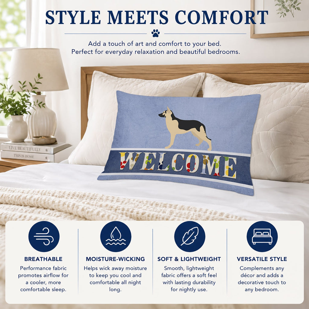 German Shepherd Welcome Standard Pillowcase Lightweight Super Soft Easy Care Decorative Artwork Pillowcase, Standard