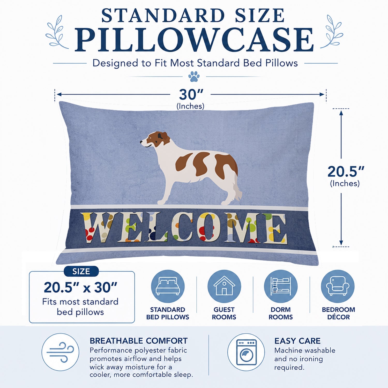 Aidi Atlas Mountain Dog Standard Pillowcase Lightweight Super Soft Easy Care Decorative Artwork Pillowcase, Standard