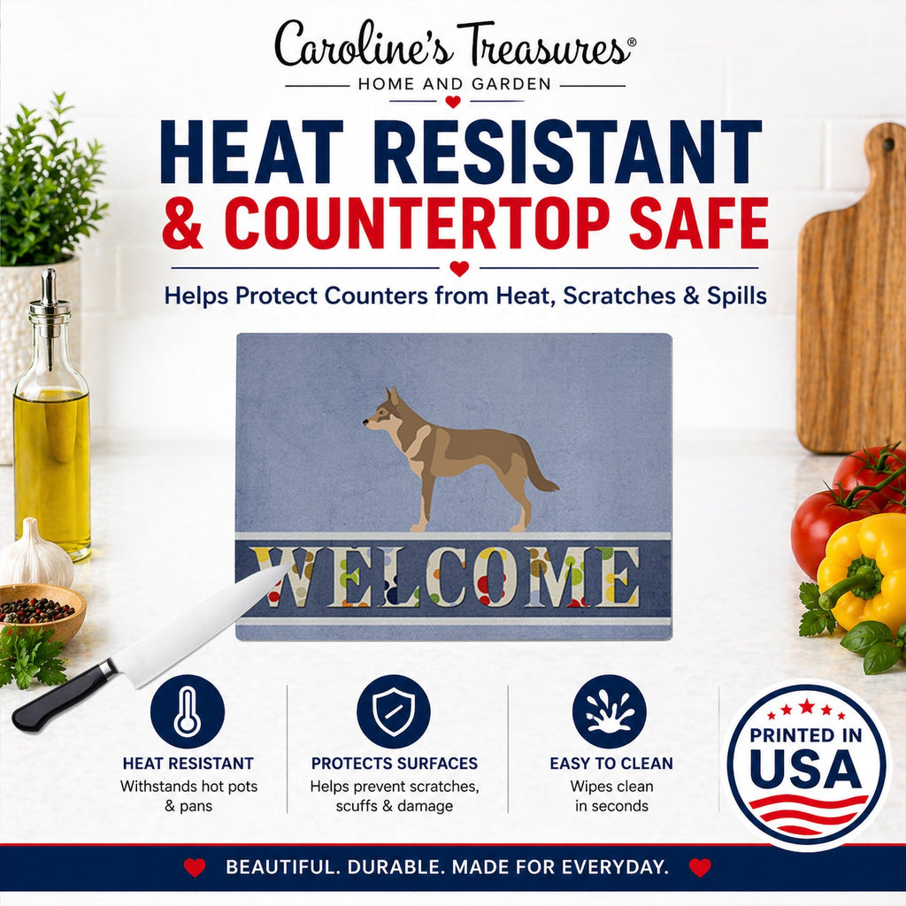 Czechoslovakian Wolfdog Cutting Board Tempered Glass Kitchen Cutting Surface, Heat Resistant Chopping, Non-Slip Feet, Food Prep & Serving