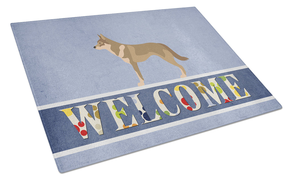 Czechoslovakian Wolfdog Cutting Board Tempered Glass Kitchen Cutting Surface, Heat Resistant Chopping, Non-Slip Feet, Food Prep & Serving