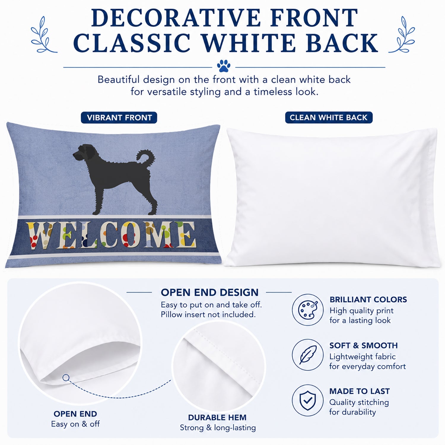 Labradoodle Welcome Standard Pillowcase Lightweight Super Soft Easy Care Decorative Artwork Pillowcase, Standard