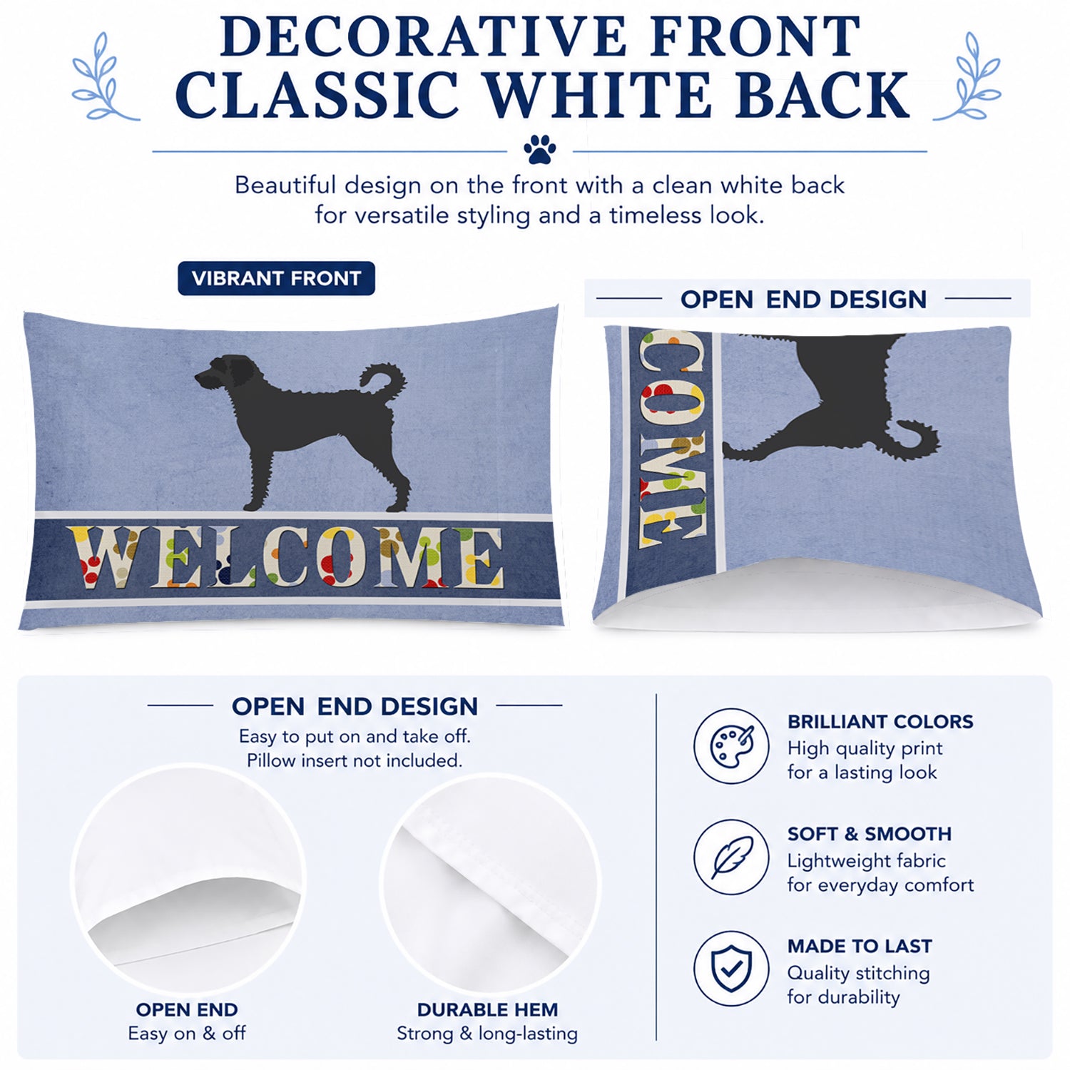 Labradoodle Welcome Standard Pillowcase Lightweight Super Soft Easy Care Decorative Artwork Pillowcase, Standard