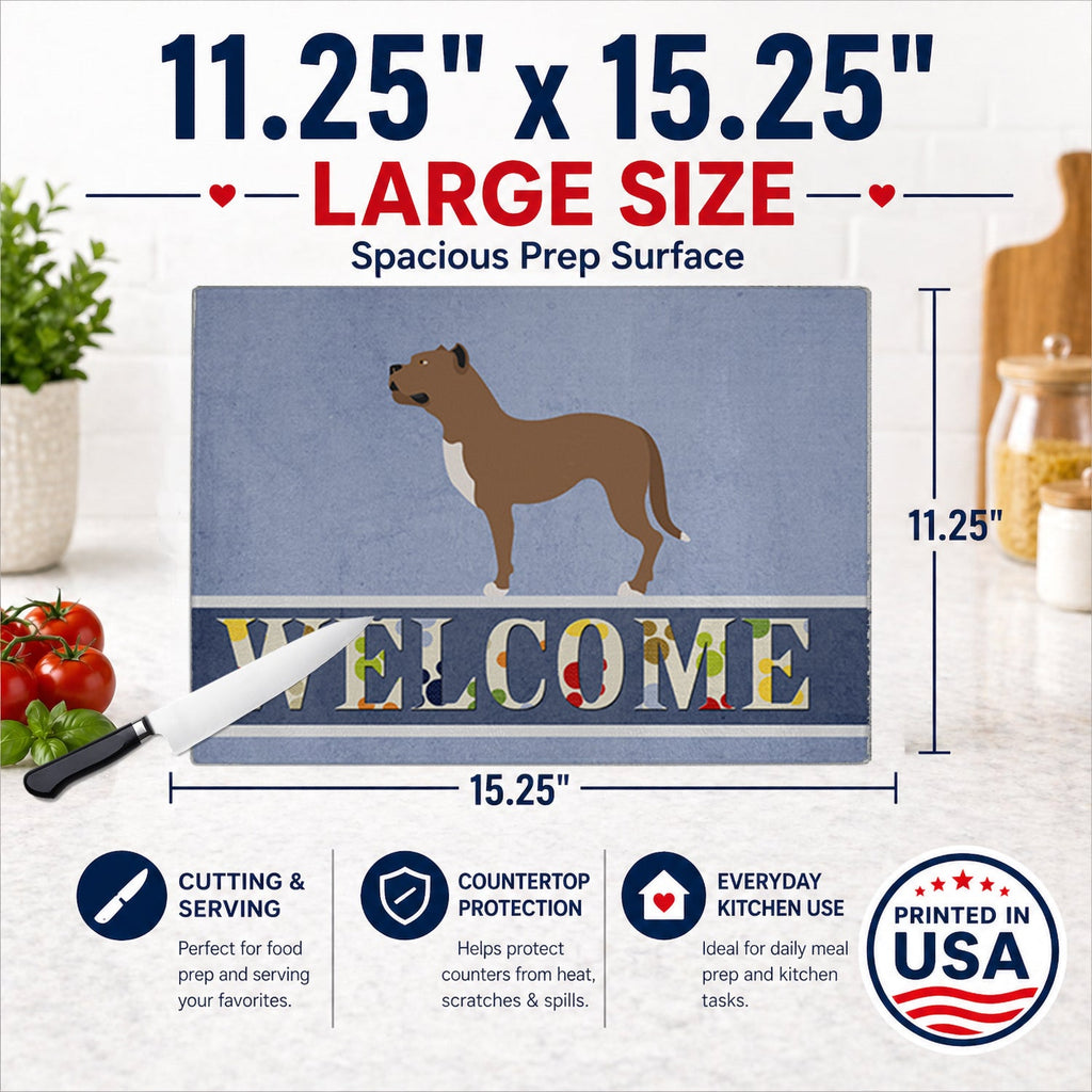 Perro de Presa Canario Cutting Board Tempered Glass Kitchen Cutting Surface, Heat Resistant Chopping, Non-Slip Feet, Food Prep & Serving