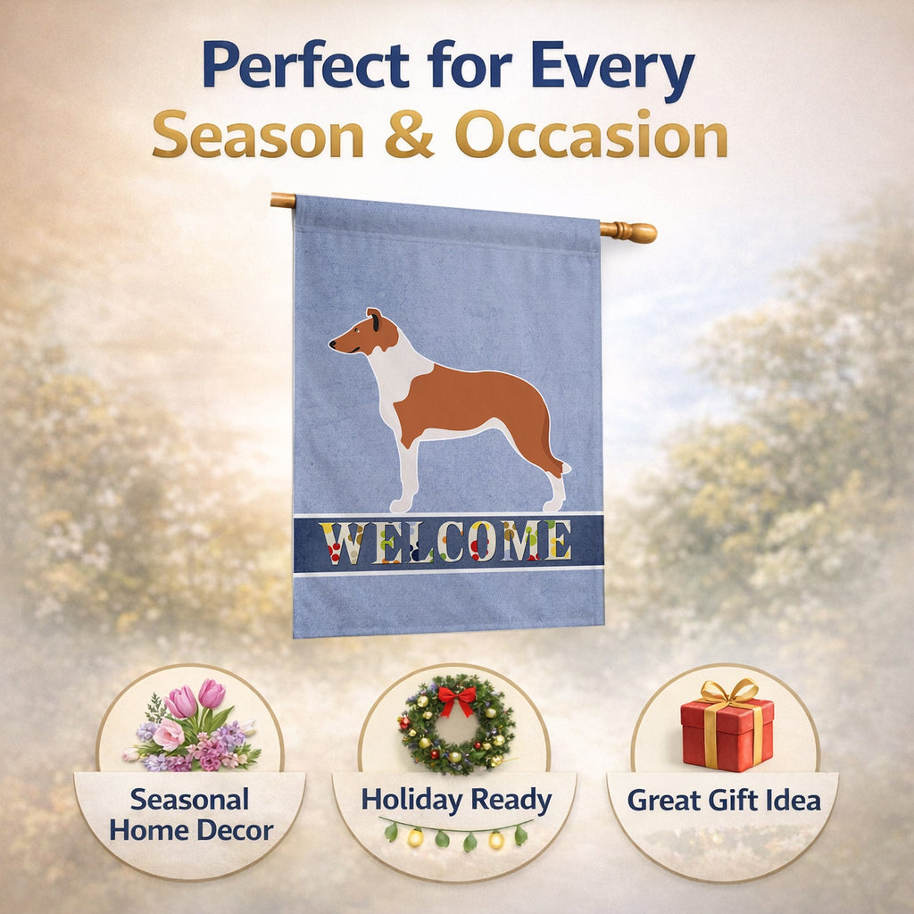 Smooth Collie Welcome House Flag 28x40 Porch Sleeve Pole Decorative Outside Yard Banner Artwork Wall Hanging, Polyester