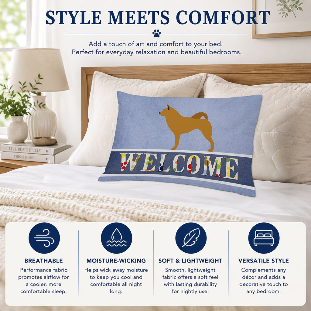 Finnish Spitz Welcome Standard Pillowcase Lightweight Super Soft Easy Care Decorative Artwork Pillowcase, Standard