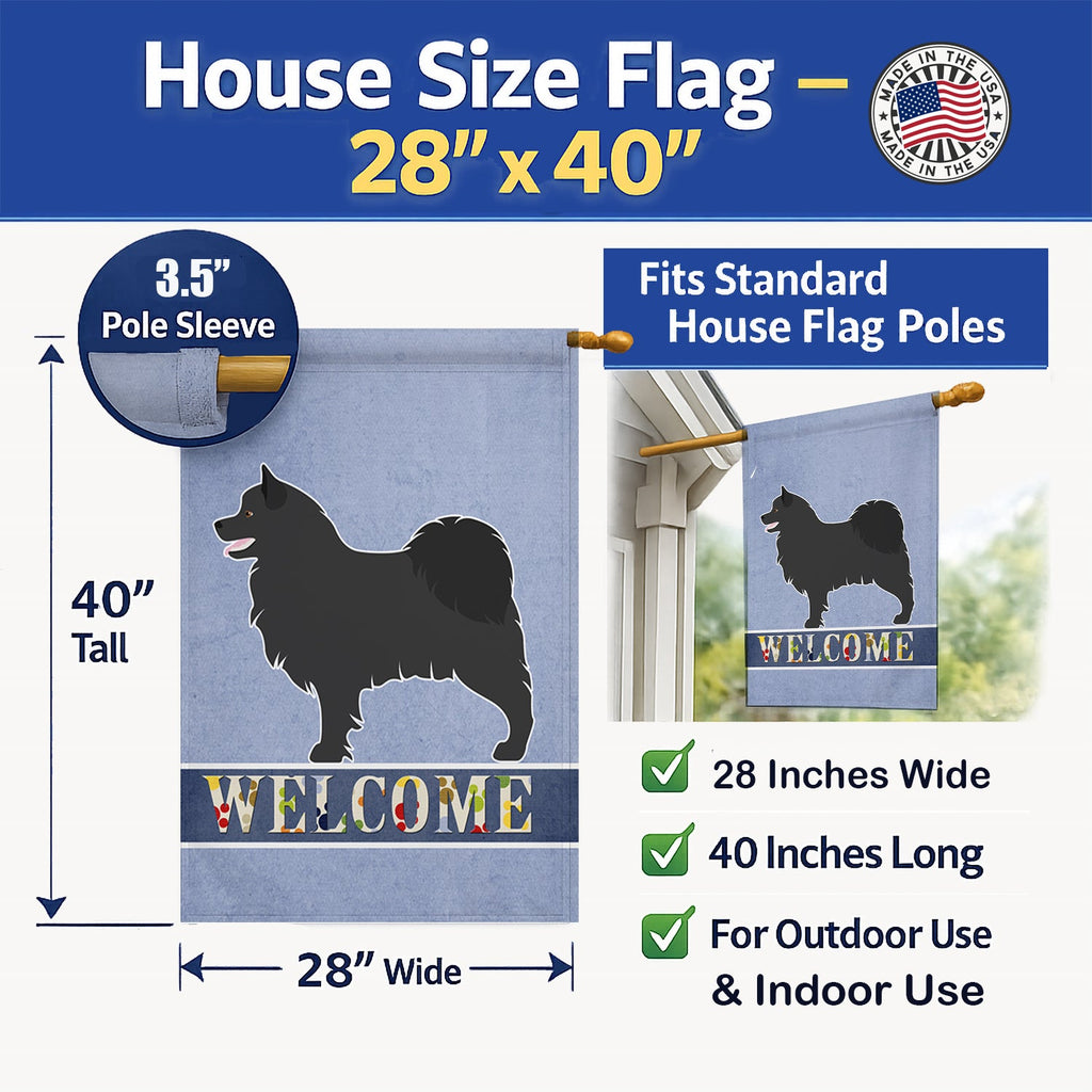 Swedish Lapphund Welcome House Flag 28x40 Porch Sleeve Pole Decorative Outside Yard Banner Artwork Wall Hanging, Polyester