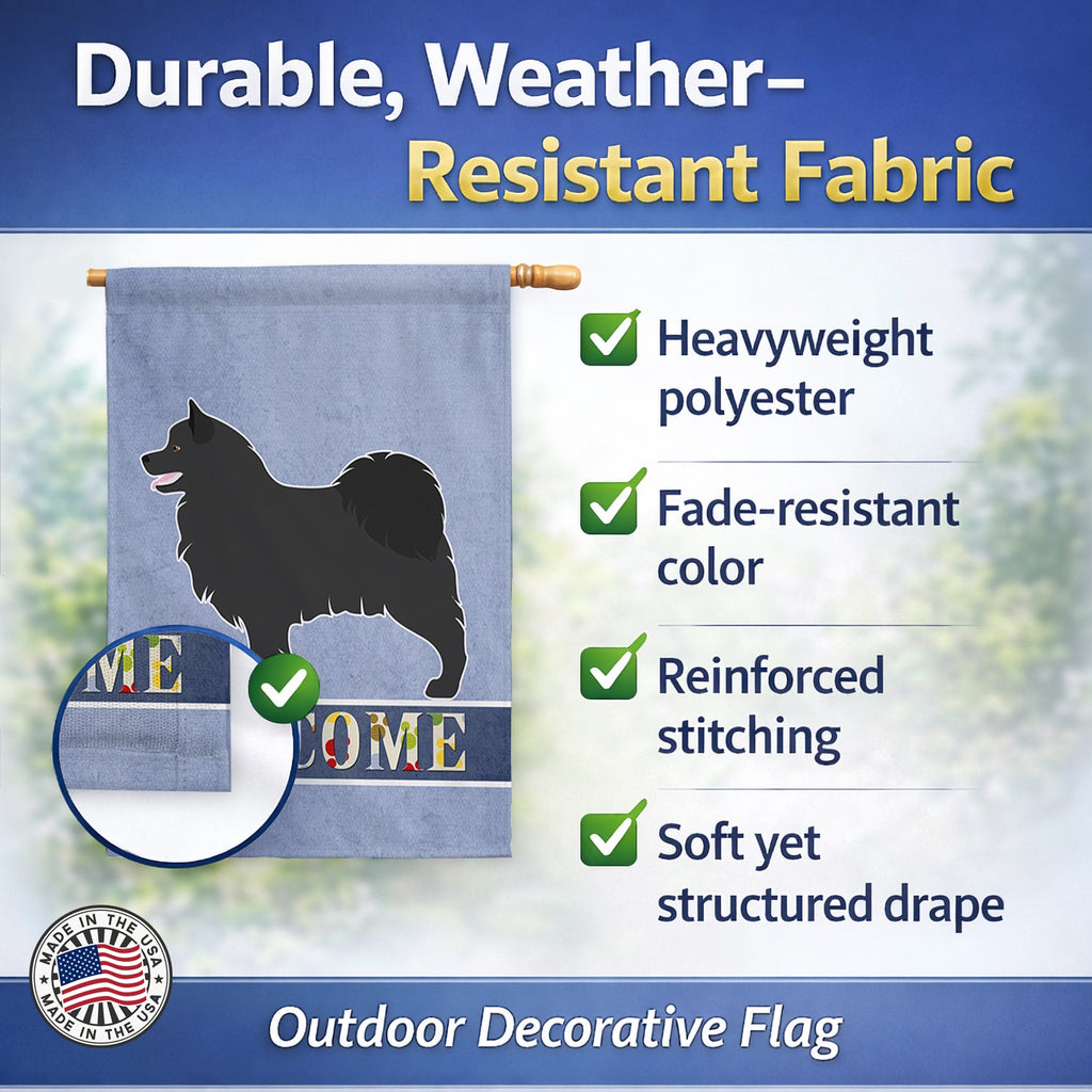 Swedish Lapphund Welcome House Flag 28x40 Porch Sleeve Pole Decorative Outside Yard Banner Artwork Wall Hanging, Polyester