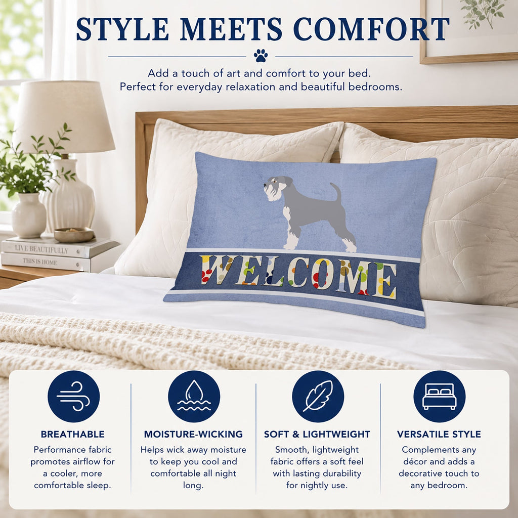 Schnauzer Welcome Standard Pillowcase Lightweight Super Soft Easy Care Decorative Artwork Pillowcase, Standard