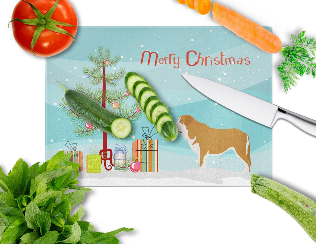 Mastin Epanol Spanish Mastiff Christmas Cutting Board Tempered Glass Kitchen Cutting Surface, Heat Resistant Chopping, Non-Slip Feet, Food Prep & Serving