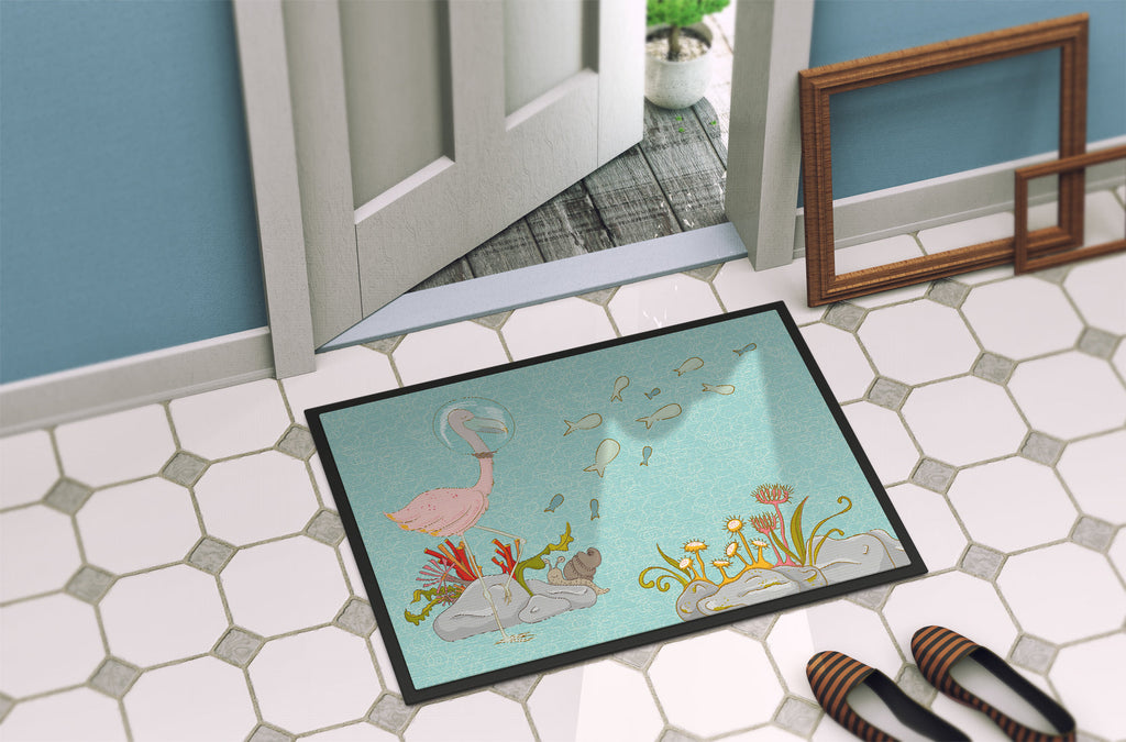 Flamingo Underwater Doormat Indoor Outdoor 18H X 27W Front Door Mat Rugs for Entryway, Non Slip Washable