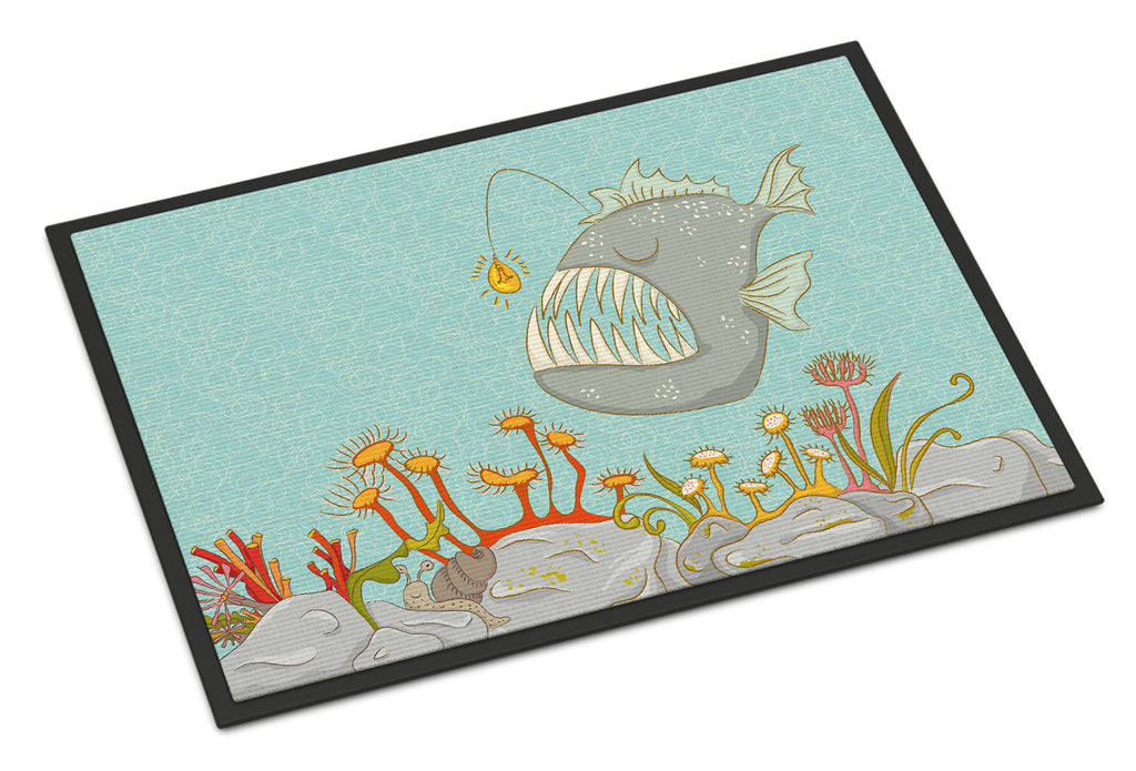 Frog Fish Scene Doormat Indoor Outdoor 24H X 36W Front Door Mat Rugs for Entryway, Non Slip Washable Low Pile,