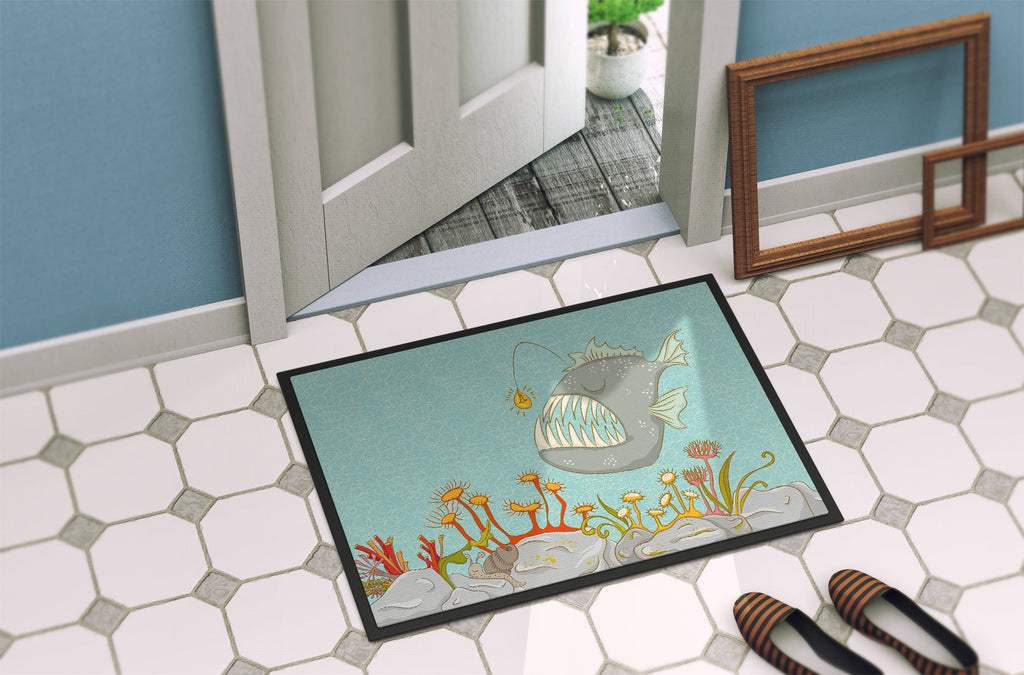 Frog Fish Scene Doormat Indoor Outdoor 24H X 36W Front Door Mat Rugs for Entryway, Non Slip Washable Low Pile,