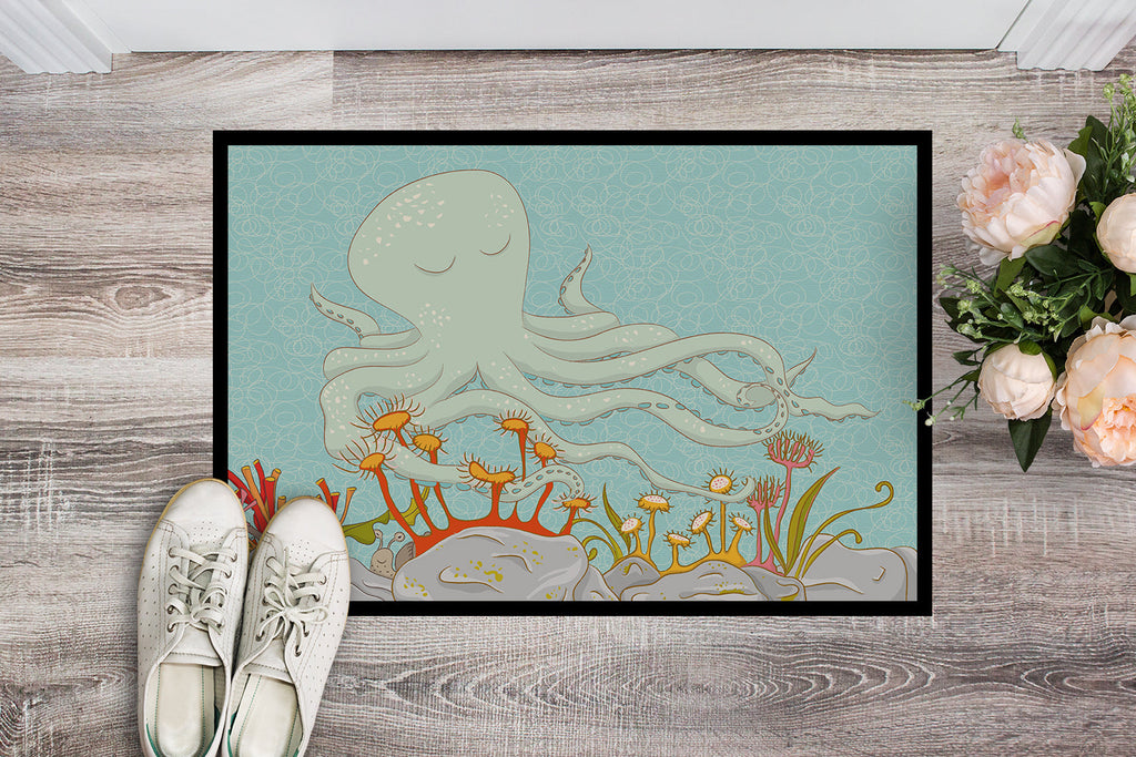 Octopus Underwater Scene Doormat Indoor Outdoor 24H X 36W Front Door Mat Rugs for Entryway, Non Slip Washable Low Pile,