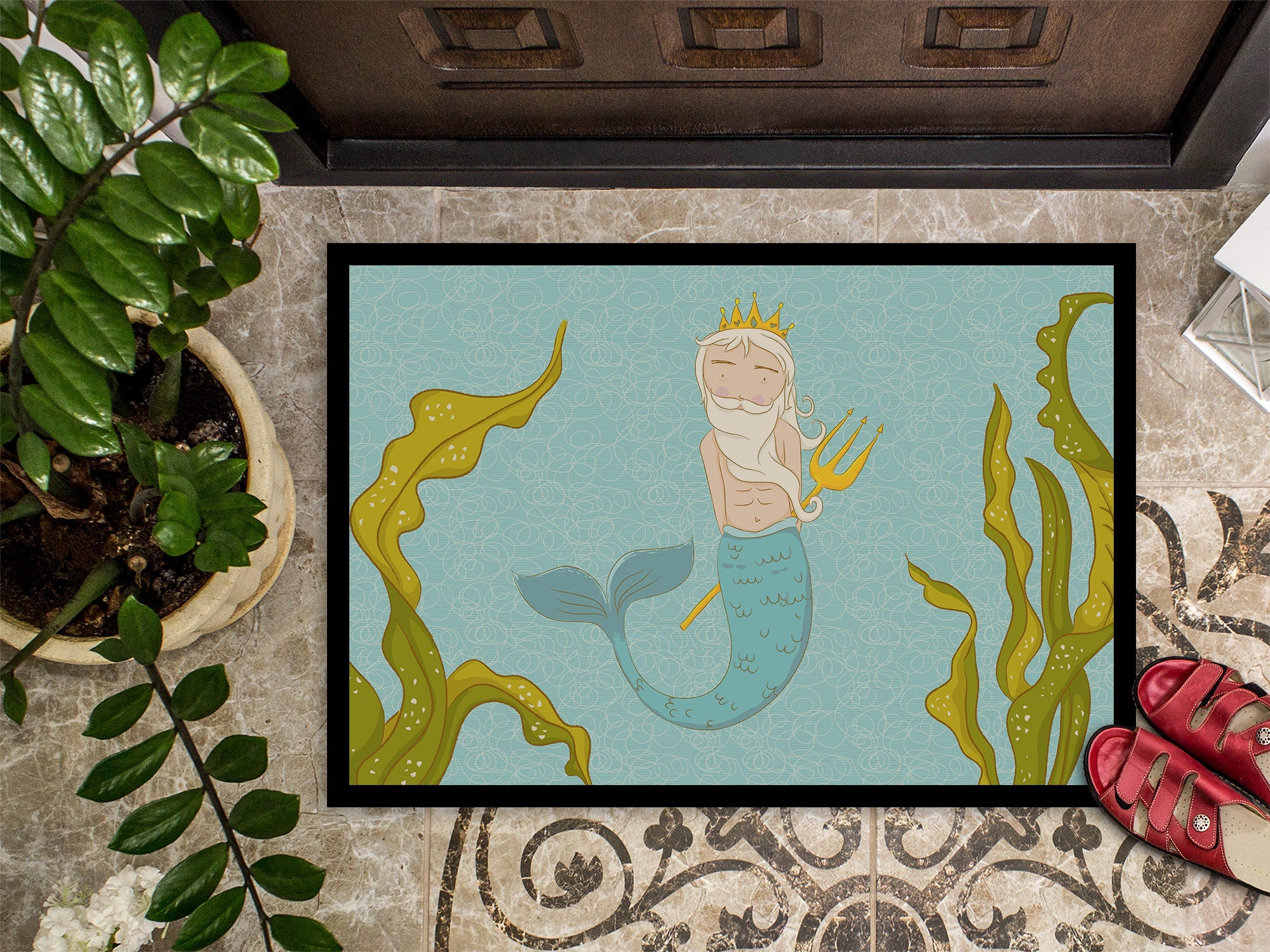 Neptune Merman Doormat Indoor Outdoor 18H X 27W Front Door Mat Rugs for Entryway, Non Slip Washable
