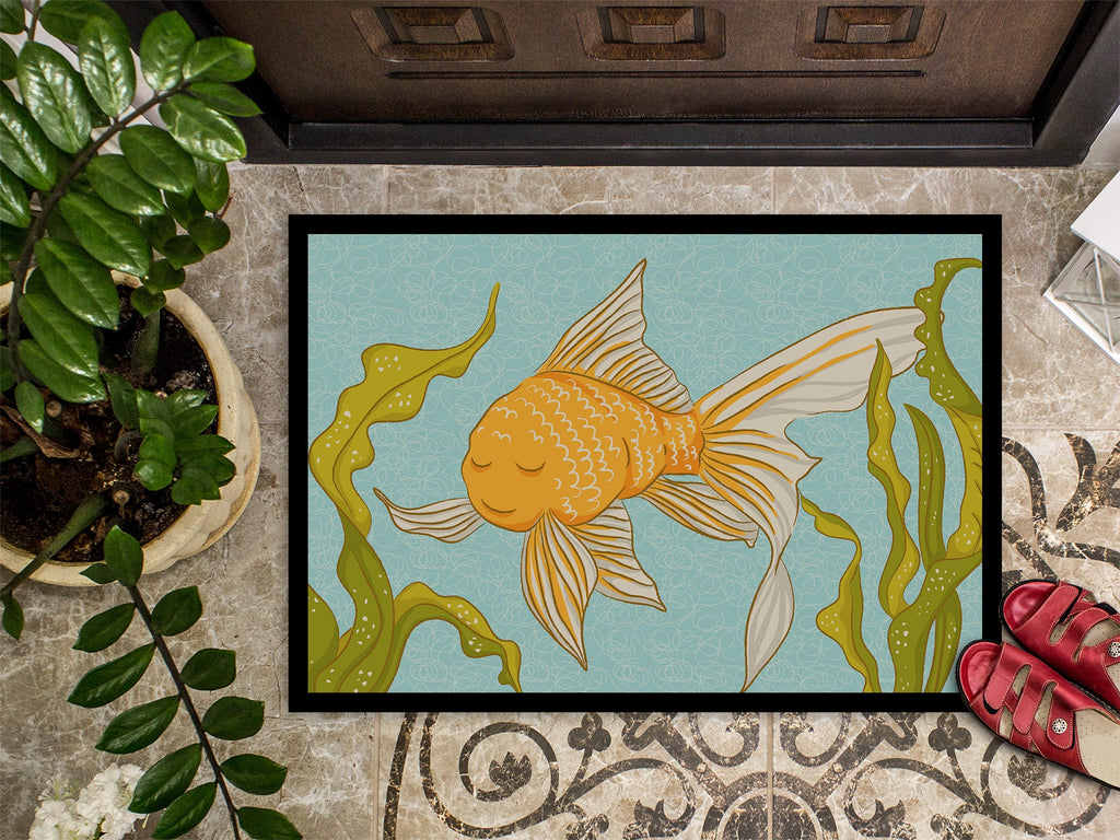 Gold Fish Doormat Indoor Outdoor 24H X 36W Front Door Mat Rugs for Entryway, Non Slip Washable Low Pile,