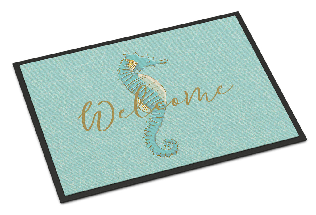 Seahorse Welcome Doormat Indoor Outdoor 24H X 36W Front Door Mat Rugs for Entryway, Non Slip Washable Low Pile,
