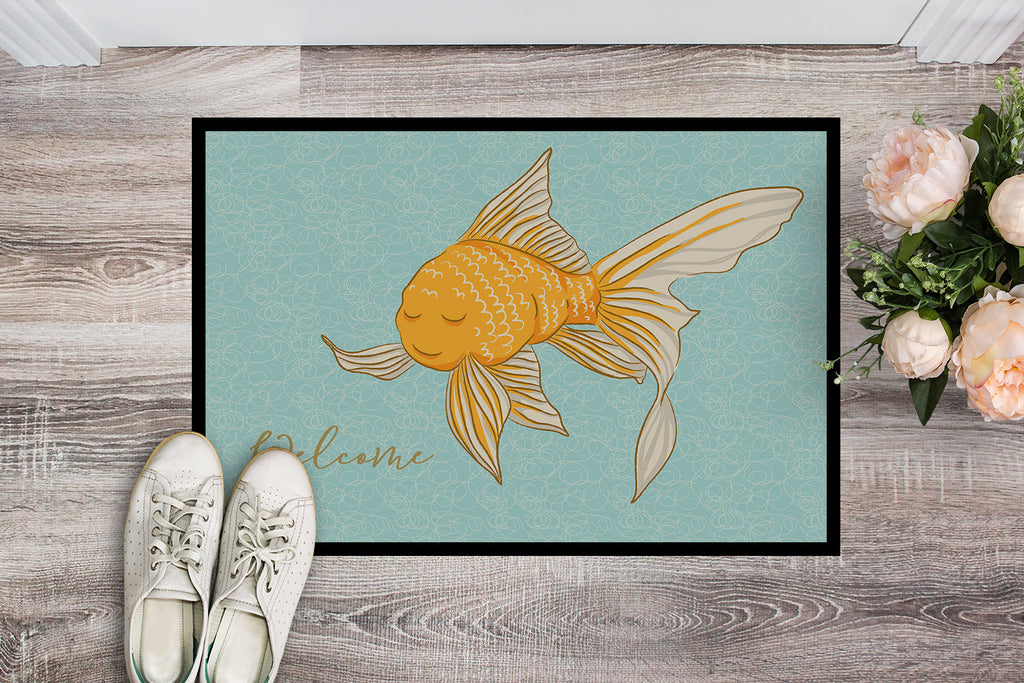 Gold Fish Welcome Doormat Indoor Outdoor 18H X 27W Front Door Mat Rugs for Entryway, Non Slip Washable