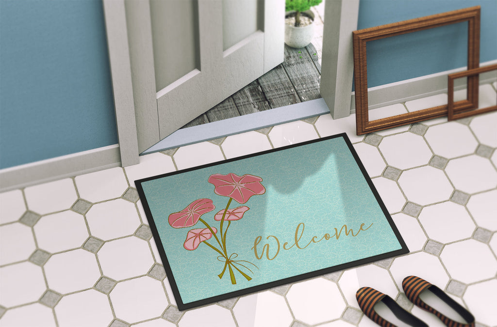 Bunch of Flowers Welcome Doormat Indoor Outdoor 24H X 36W Front Door Mat Rugs for Entryway, Non Slip Washable Low Pile,